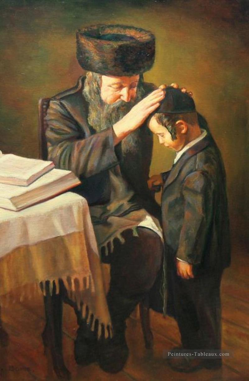 grand père et garçon juif Peintures à l'huile